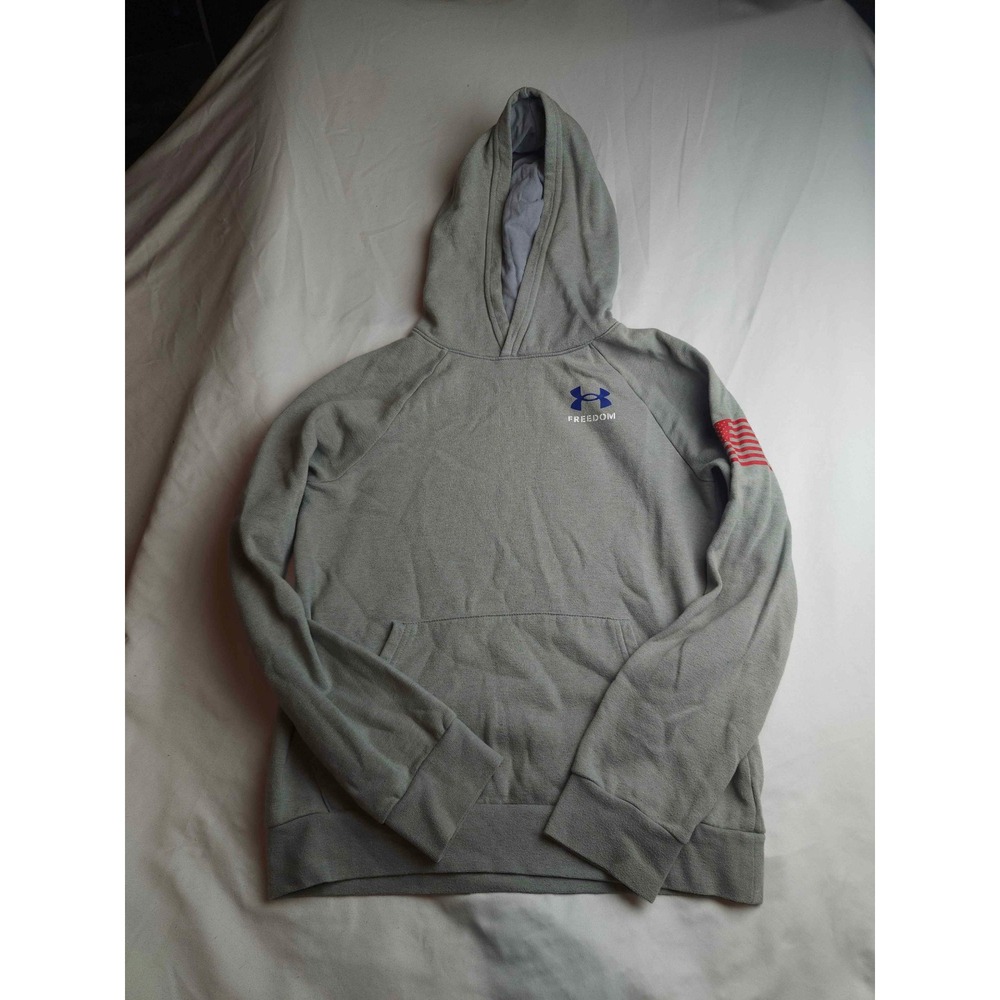 Under Armour Freedom Flag Hoodie Boys Large Gray Pullover Sweatshirt